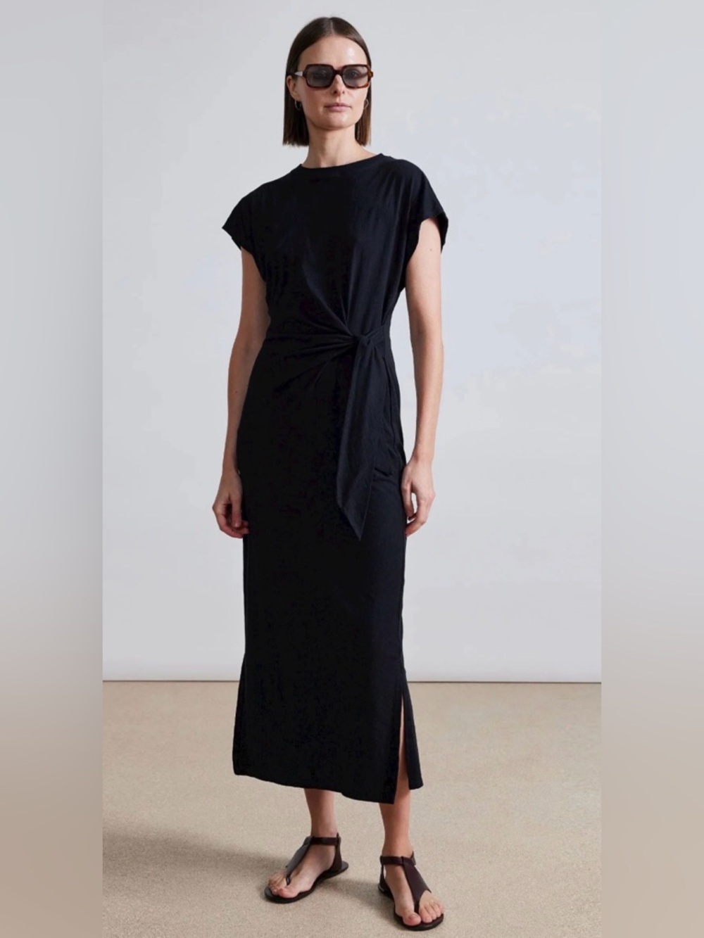 Apiece Apart Vanina Cinched Waist Dress in Black